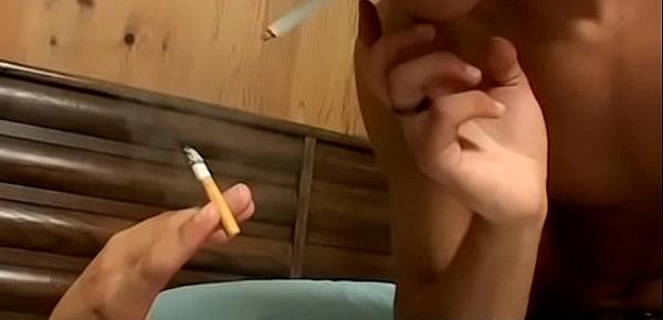  Young gay cigarette smokers kissing and ass drilling